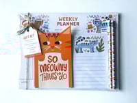 Image 2 of Orange Tabby Cat Weekly Planner + Notepads Gift Set | So Meow-ny Things to Do Spiral 4 x 6 Notepad |