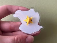 Image 3 of Silly Goose Acrylic Pin 2 Inch | Bird Hand Lettering Backpack Accessory