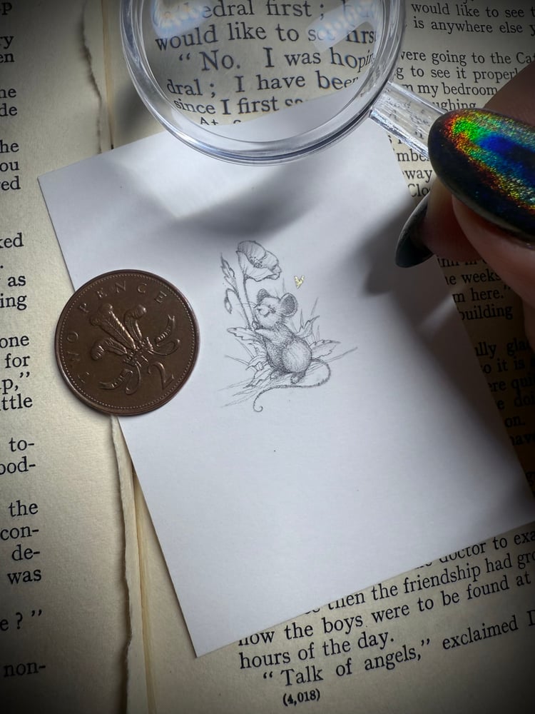 Image of ‘Mouse in the Poppies’ Original Miniature Illustration