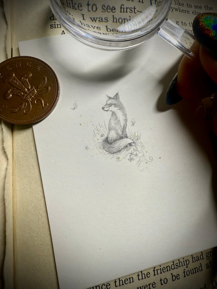 Image of ‘Fox in the Buttercups’ Original Miniature Illustration