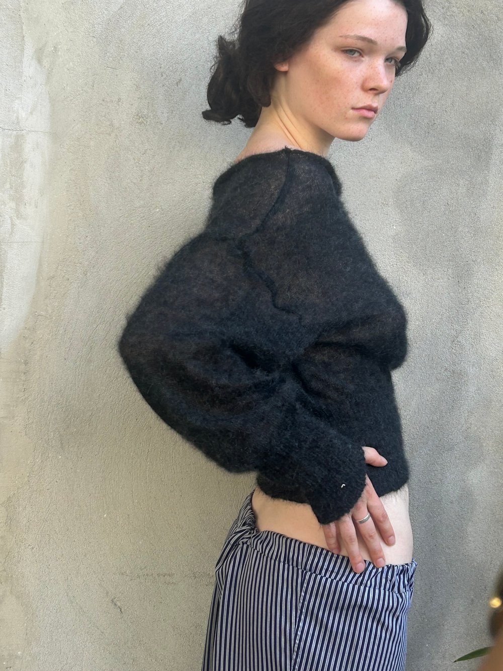 Mohair top Luna long sleeve in dark grey 