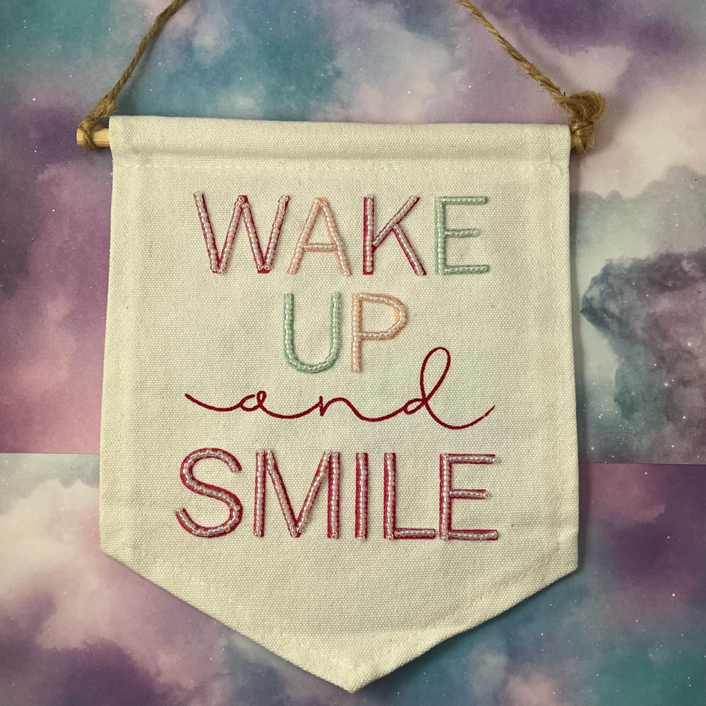 Image of Wake Up and Smile Beaded Tapestry Home Decor