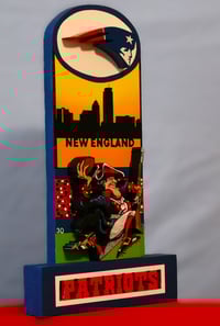 Image 2 of New England Patriots Hand Crafted NFL 3D Wooden Diorama Cartooning Wall Décor