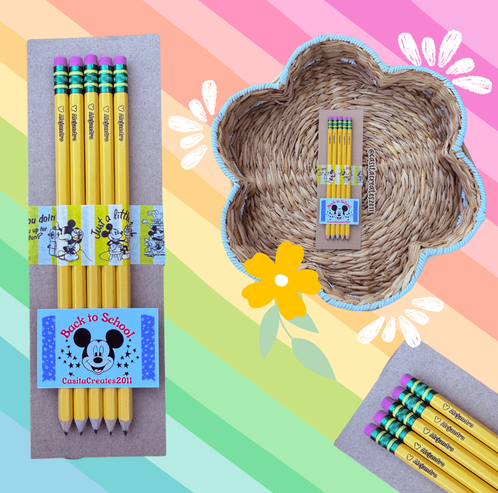 Image of First Name and Character Personalized Pencils/Lápices Personalizados