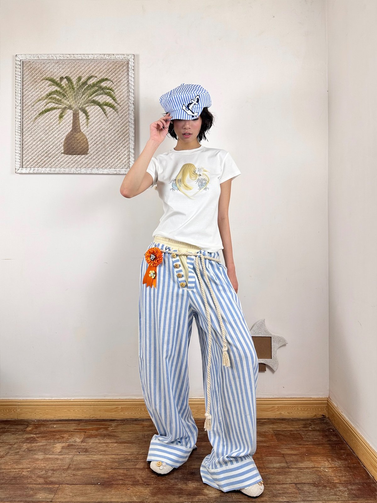 Double waistband summer striped pants | nit alcove Double waistband summer striped pants | nit alcove