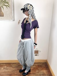 Image 4 of Double waistband drawstring summer cropped pants