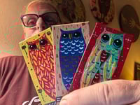 Image 2 of Kevin Seconds - Tiny Haiku Owls / 3-Piece Micro Art Set Series, Vol. 1 / #14 of 30 