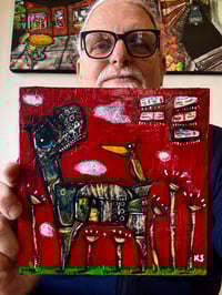 Image 1 of KS Original 8x8 acrylic on wood panel, 'You Took Your Place Outside Of Town'