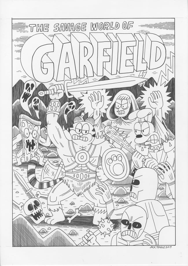 The Savage World of Garfield - Original Artwork/ Pencils/ Print Bundle