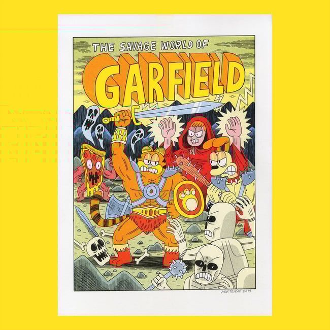 The Savage World of Garfield - Original Artwork/ Pencils/ Print Bundle