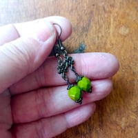 Image 7 of Ancient Knot Earrings with Czech Glass Beads in Olive Green & Bronze