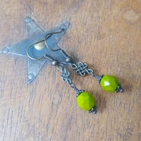 Image 9 of Ancient Knot Earrings with Czech Glass Beads in Olive Green & Bronze
