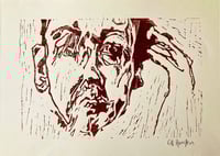 Image 2 of Aloft  - Linocut - Sepia Brown Ink on Ivory Paper 
