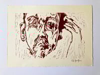 Image 3 of Aloft  - Linocut - Sepia Brown Ink on Ivory Paper 