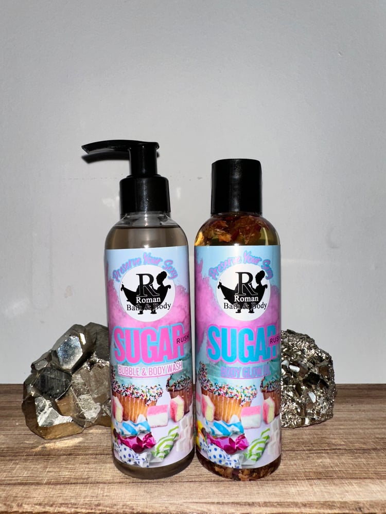 Image of Sugar Rush Body Glow Oil w/ Sugar Rush Bubble & Body Wash 2pc. Set