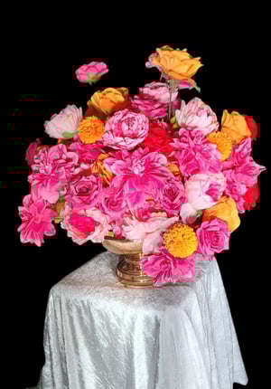 Image of White Low Artificial  Flower Centerpiece 