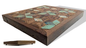 Image of Reclaimed 1890s Wood Trivet ~ Mixed Media Footed Food Serving Box Centerpiece