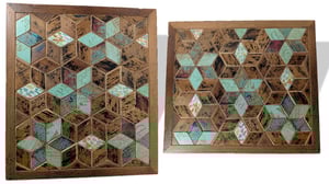 Image of Reclaimed 1890s Wood Trivet ~ Mixed Media Footed Food Serving Box Centerpiece