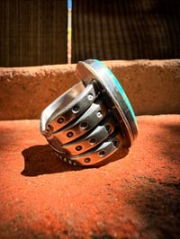 Image 5 of WL&A Handmade Heavy Ingot High Grade Royston Blue Ring - Size 11