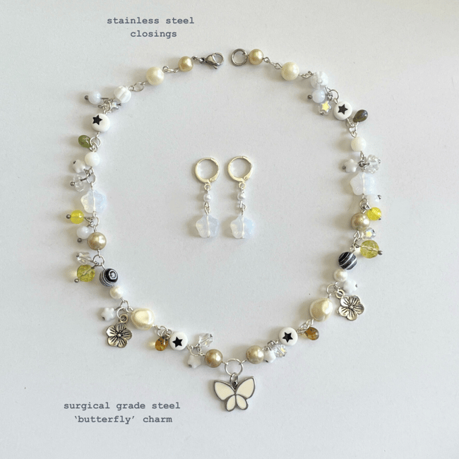 'white butterfly' charm necklace