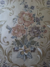Image 2 of 1980s Vintage Kingfisher Wallpaper Rolls - Floral Damask Dark Gothic Victoriana Gold - (Set of 3)