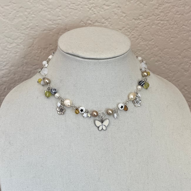 'white butterfly' charm necklace