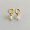 7mm freshwater pearl huggie hoop earrings