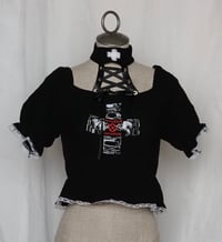 Image 1 of angel autopsy shirring blouse (black x white)