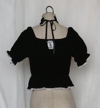 Image 2 of angel autopsy shirring blouse (black x white)