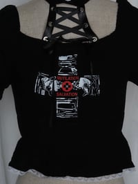 Image 5 of angel autopsy shirring blouse (black x white)