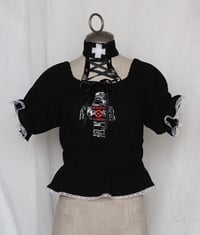 Image 3 of angel autopsy shirring blouse (black x white)