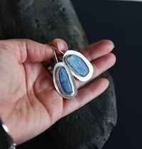 Image 1 of Keeping Calm Blue Kyanite Gemstone Silver Earrings