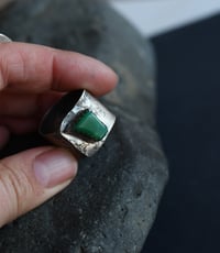 Image 2 of Chrysoprase Gemstone Silver Ring Adjustable size