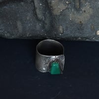 Image 3 of Chrysoprase Gemstone Silver Ring Adjustable size