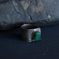 Image 4 of Chrysoprase Gemstone Silver Ring Adjustable size