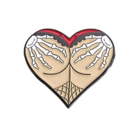 Image 1 of Skeleton Grabbing A Booty In Fishnet Stockings Enamel Pin