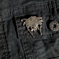 Image 4 of Dark Throne Band Logo Rhodium Plated Enamel Pin