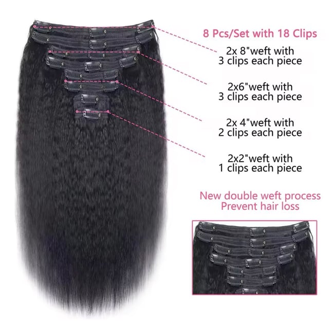 Kinky Straight Clip In Hair Extensions Real Human