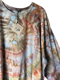 Image 8 of 4XL Unisex Adult Soft Long Sleeve Tee in Earthy Ammonite Spiral Ice Dye