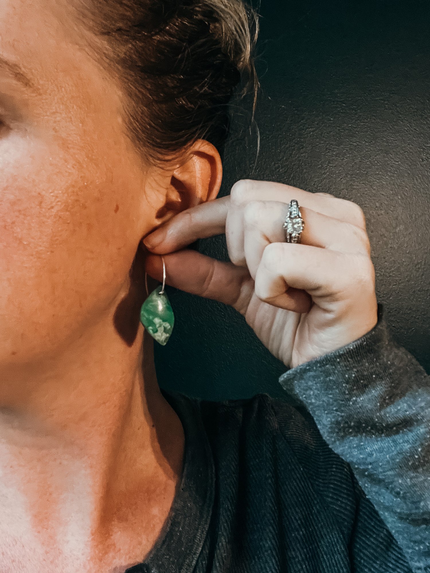 Image of One of a Kind Chrysoprase Wing Dangles on Sterling Silver