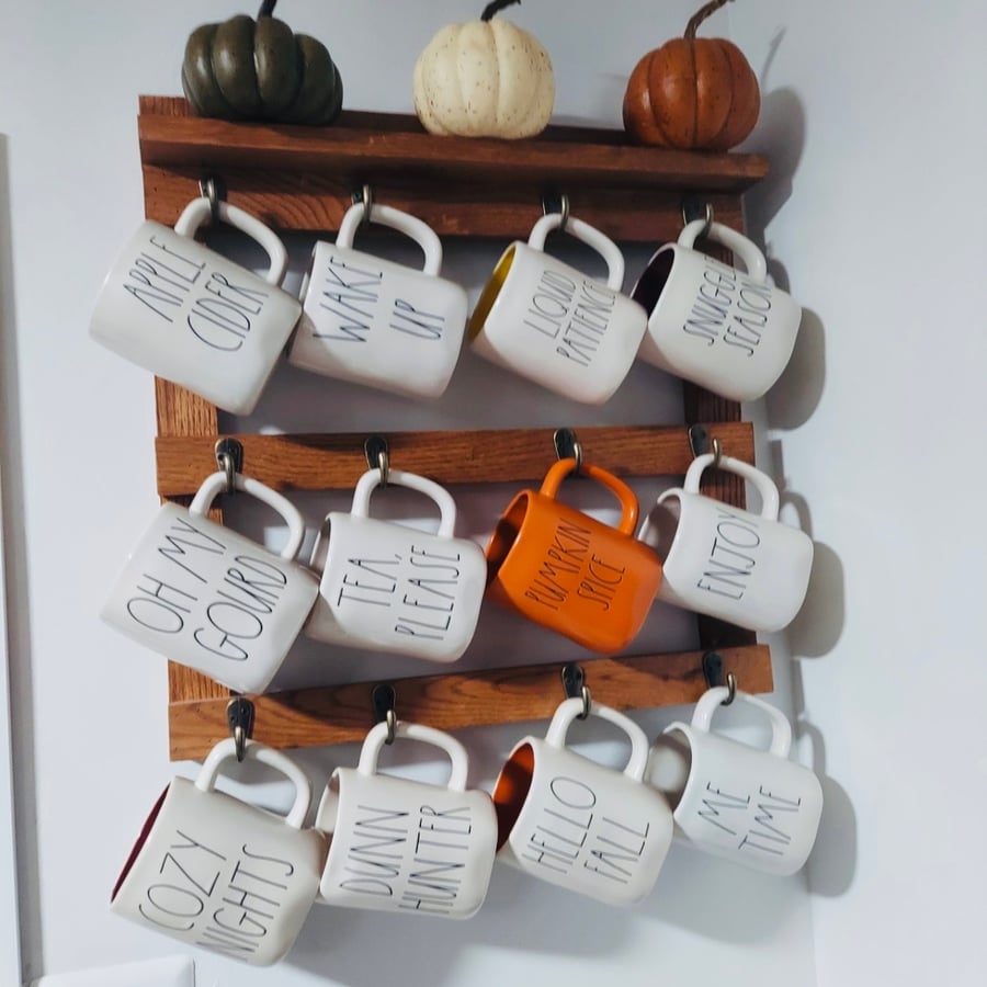Image of Oak Coffee Mug Rack