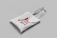 Image 3 of "Punk's not dead!" tote bag - kakas - fehér / kék