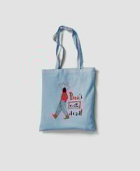 Image 4 of "Punk's not dead!" tote bag - kakas - fehér / kék