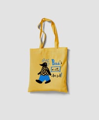 Image 4 of "Punk's not dead!" tote bag - süni - natúr / sárga