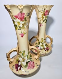 Image 2 of Royal Worcester Pair Trumpet Shaped Vases