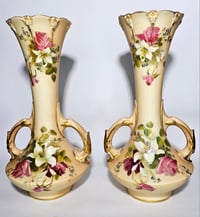 Image 3 of Royal Worcester Pair Trumpet Shaped Vases