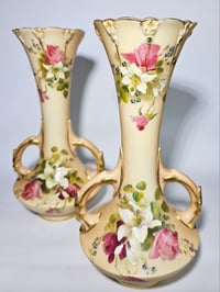 Image 1 of Royal Worcester Pair Trumpet Shaped Vases