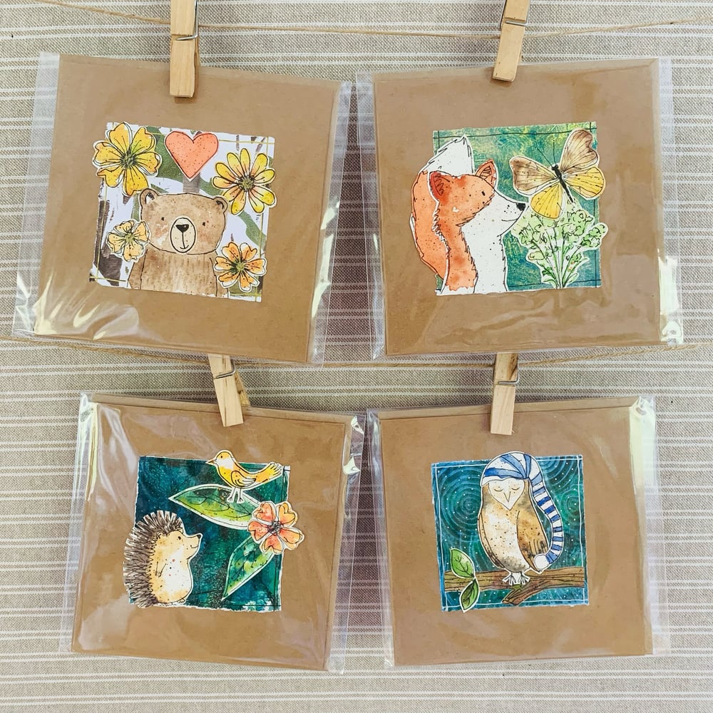 Image of 4 Hand Painted Cards #B1
