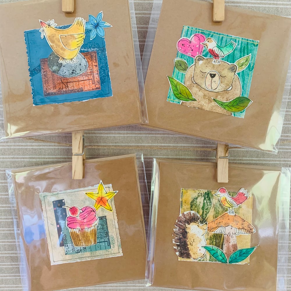 Image of 4 Hand Painted Cards #B3