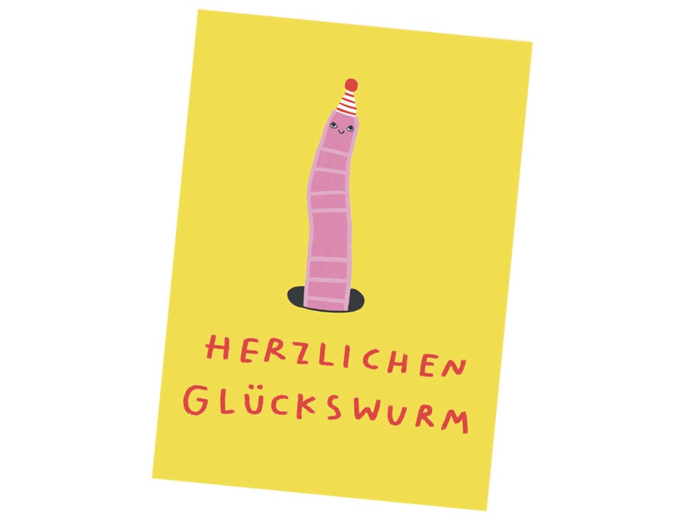 Image of POSTKARTE Herzlichen Glückswurm